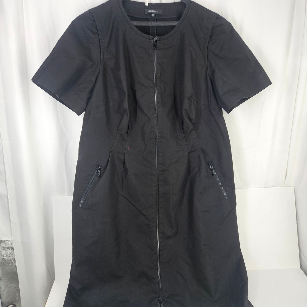 Lafayette 148 New York Black Full Zip Utility Short Sleeve‎ Sheath Dress 18W
